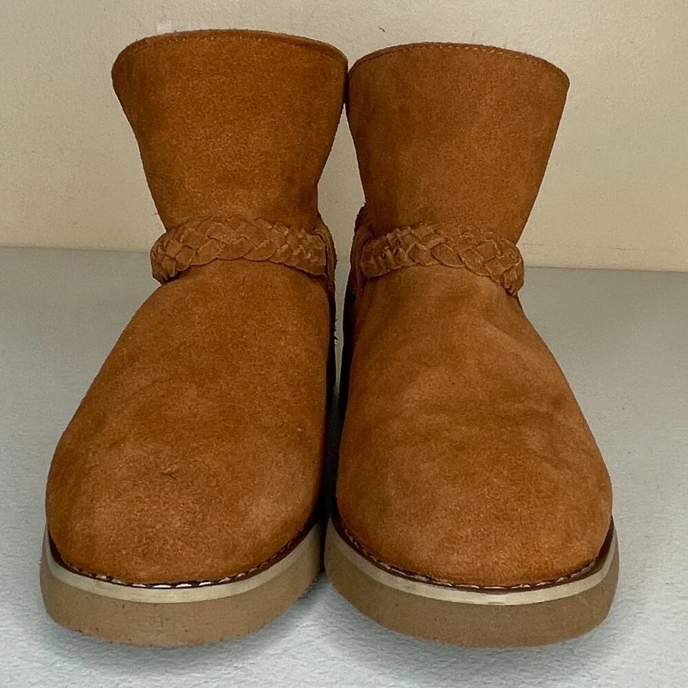 Macy's Style & Co Kaii Tan Suede Leather Faux Fur Booties Women's Size 9